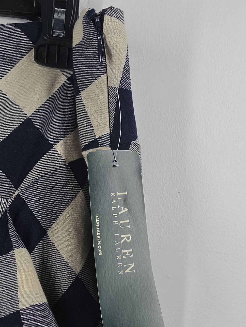 Lauren Ralph Lauren Navy Cream Plaid Ruffle Maxi Skirt Size 8 NWT - Picture 6 of 11